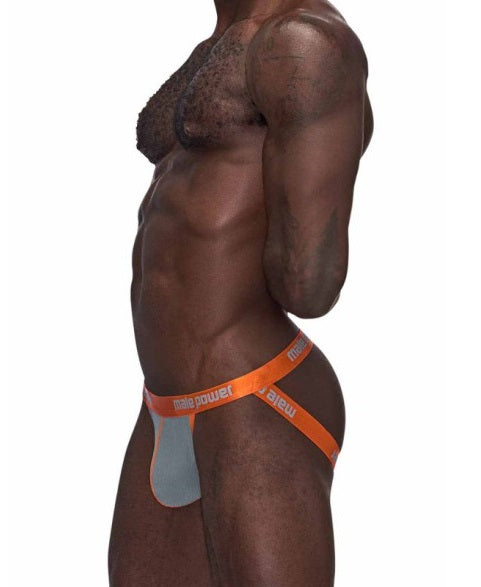 Male Power Casanova Uplift Jock Grey/Orange Size L/XL