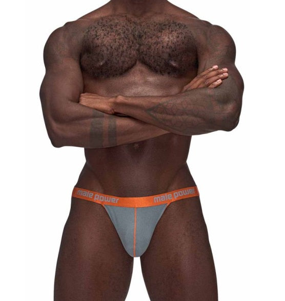 Male Power Casanova Uplift Jock Grey/Orange Size L/XL