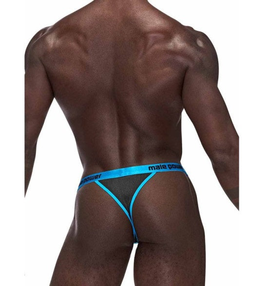 Male Power Casanova Uplift Micro Thong Black/Blue Size S/M
