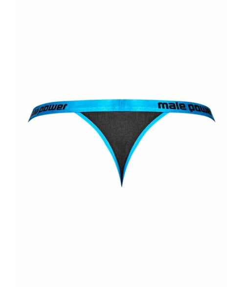Male Power Casanova Uplift Micro Thong Black/Blue Size S/M