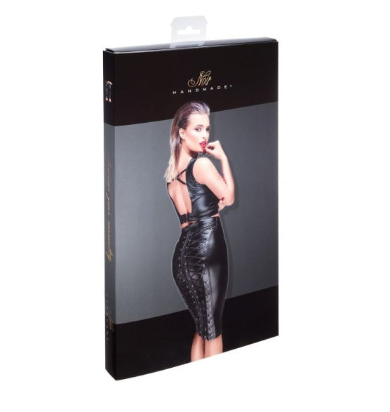 Noir Power Wetlook Pencil Skirt w Long Zipper Black Size XL/2XL/3XL