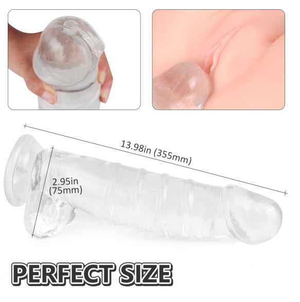 S-Hande Denny Dong w Balls Clear XXL Dildo