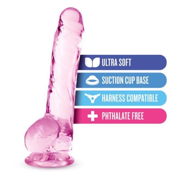 Blush Novelties Naturally Yours 8" Crystaline Dildo Rose