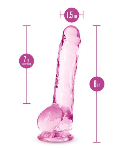 Blush Novelties Naturally Yours 8" Crystaline Dildo Rose