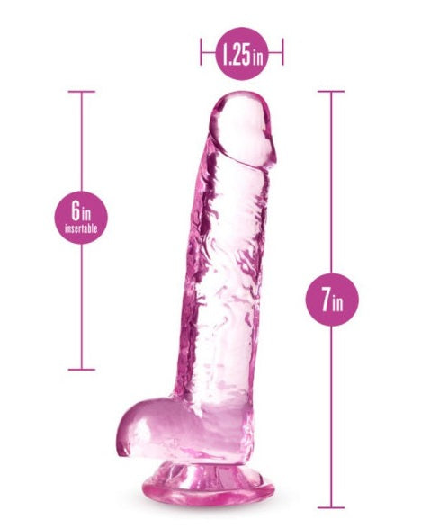 Blush Novelties Naturally Yours 7" Crystaline Dildo Rose