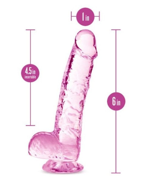 Blush Novelties Naturally Yours 6" Crystaline Dildo Rose