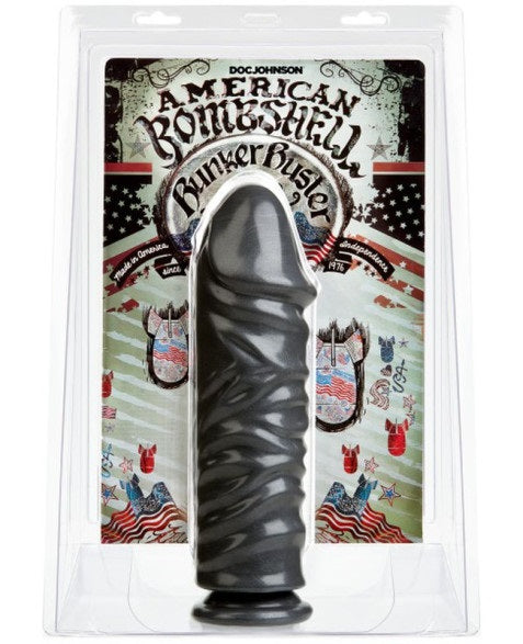 Doc Johnson American Bombshell Bunker Buster 10.7" Anal Dildo Gun Metal
