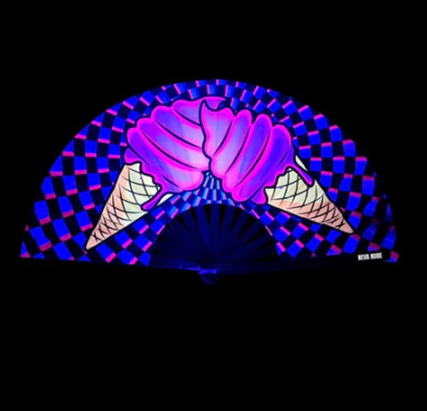 Neva Nude Ice Scream You Scream Blacklight Folding Fan