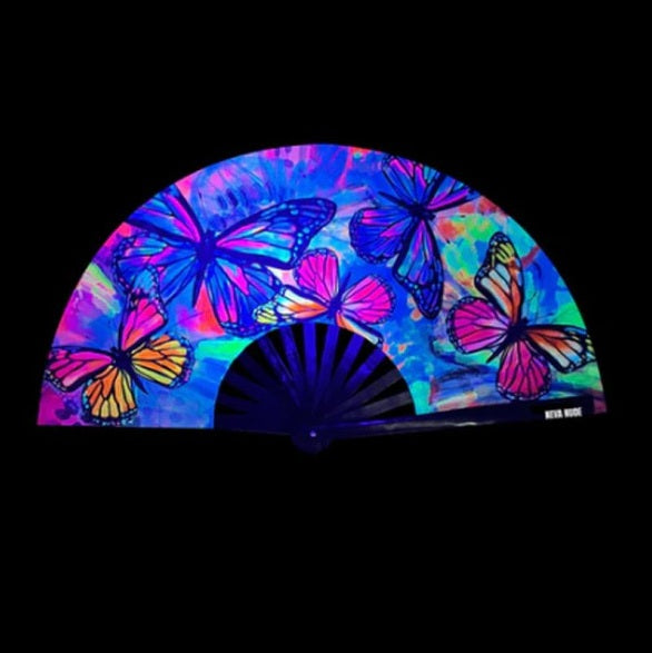 Neva Nude Flutter By Butterfly Blacklight Folding Fan