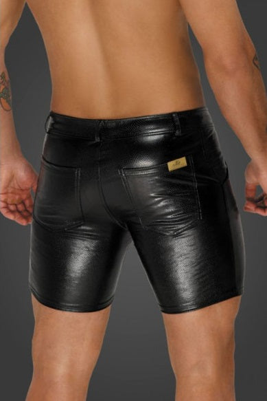 Noir Snake Wetlook Mid Length Shorts with Back Pockets Size L/XL