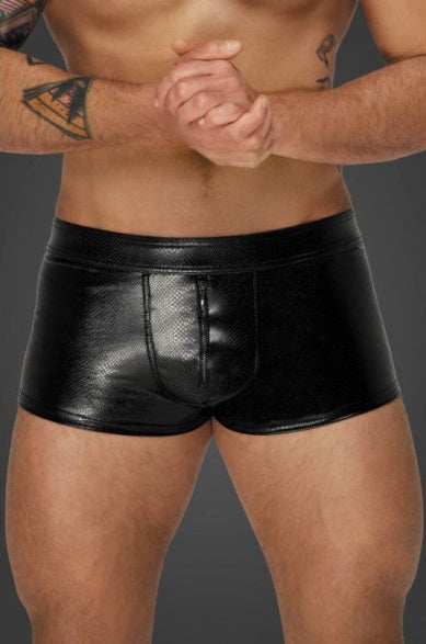 Noir Snake Wetlook Short Shorts with Zipper Size S/M/L/XL
