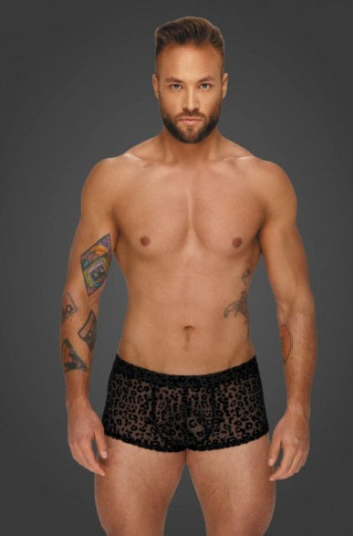 Noir Leopard Flock Short Shorts Size S/M/L/XL