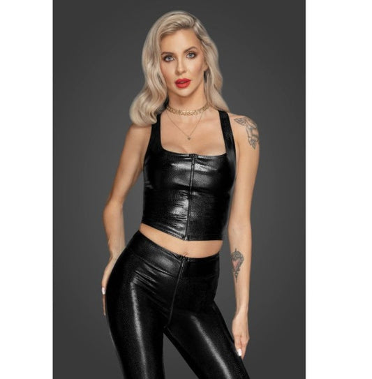 Noir Snake Wetlook Top with Zipper Size S/M/L/XL