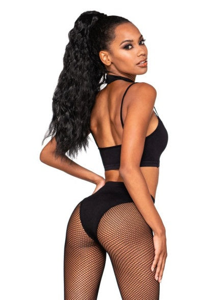 Dreamgirl Lingerie Bralette & Pantyhose Bodystocking Set with Snap Neck Closure Size OS