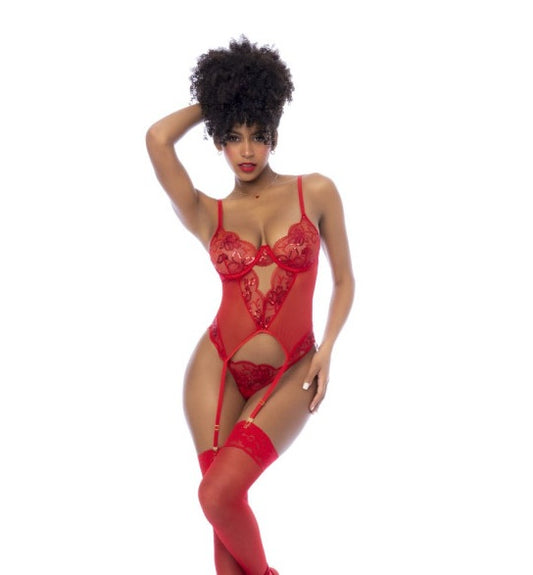 Mapale Red 2 Pc Set w/ Matching Thong Red Size S/M or L/XL