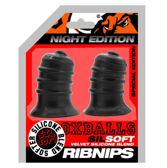 OxBalls Ribnibs Curved Springy-Ribbed Nip Suckers Night