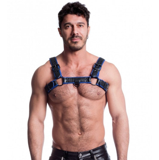 Sport Fucker | Vegan Bulldog Harness Black and Blue Size S/M or L/XL