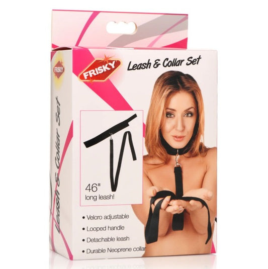 Frisky Neoprene Collar And Leash Set Black