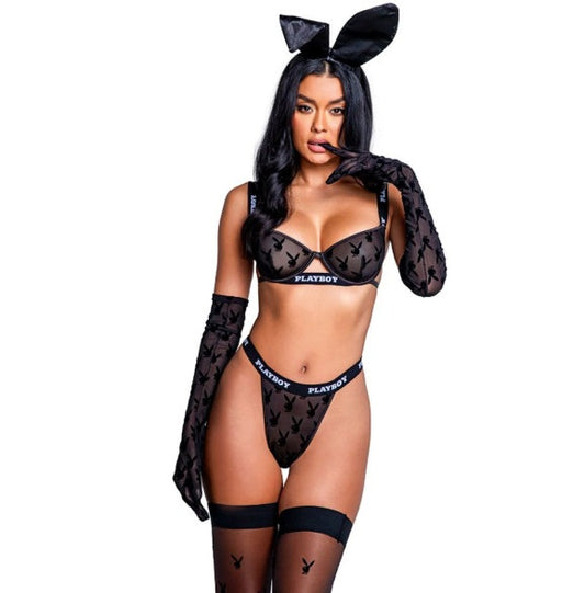 Playboy Noir Lingerie 2 Pc Set Black Size XS/S/M/L