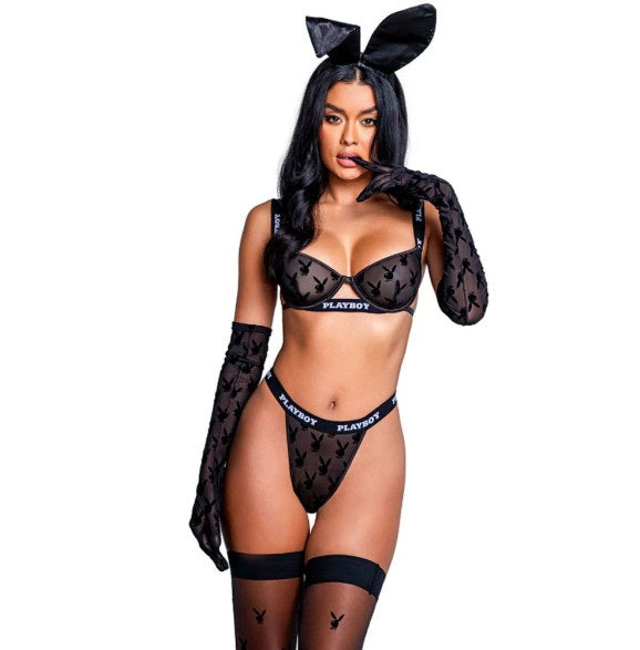Playboy Noir Lingerie 2 Pc Set Black Size XS/S/M/L