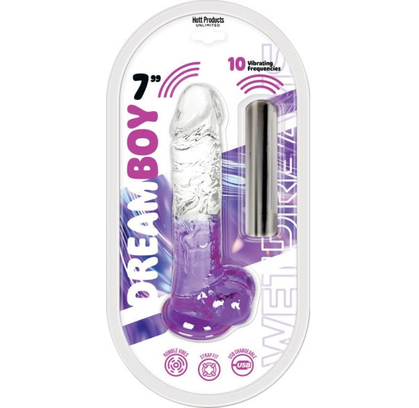 Hott Products | Jelly Vibrator Dream Boy Dildo 7" Purple