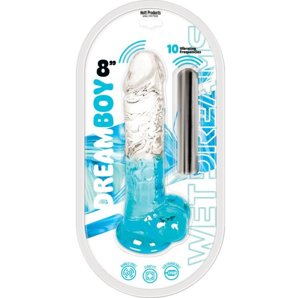 Hott Products | Jelly Vibrator Dream Boy Dildo 8" Turquoise