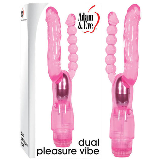 Adam & Eve Dual Pleasure Vibe - Pink 12cm (4.75") Vibrator with Anal Probe