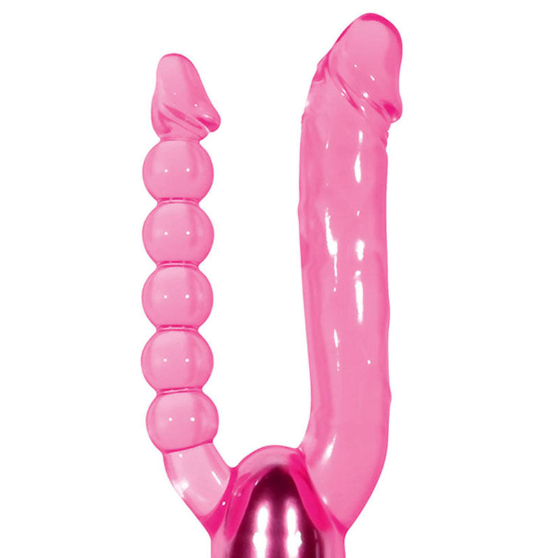 Adam & Eve Dual Pleasure Vibe - Pink 12cm (4.75") Vibrator with Anal Probe