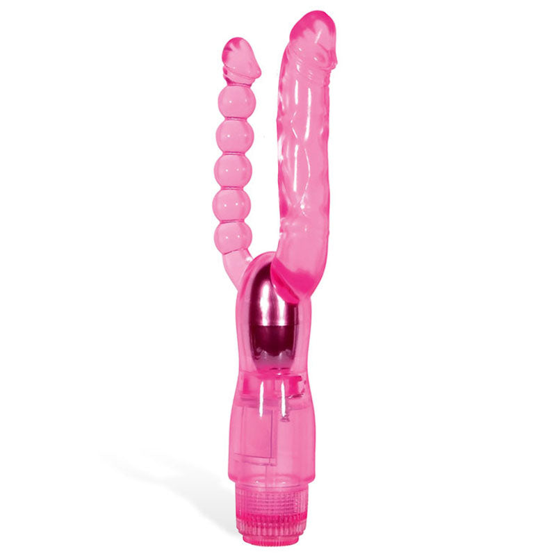 Adam & Eve Dual Pleasure Vibe - Pink 12cm (4.75") Vibrator with Anal Probe