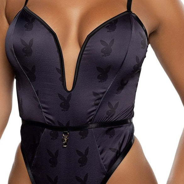 Playboy Blackout Bunny Romper Black Size XS/S/M