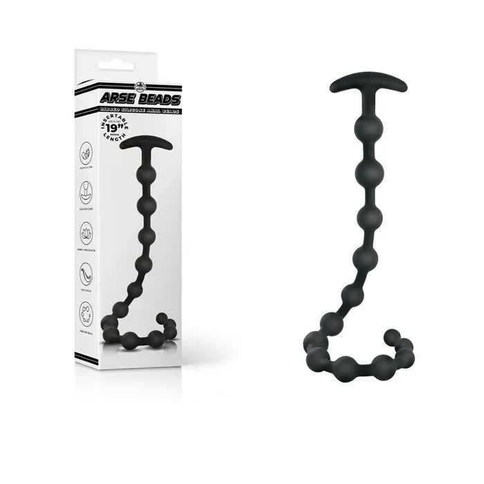 Excellent Power Arse Beads - Black 48cm Silicone Anal Beads