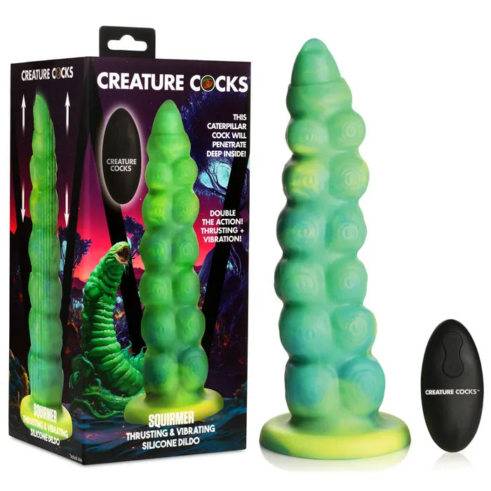 Creature Cocks Squirmer - Green 22.3cm Thrusting Fantasy Dildo