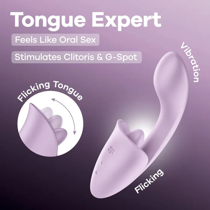 Satisfyer Tongue Expert - Violet Clitoral & G-Spot Stimulator Vibrator