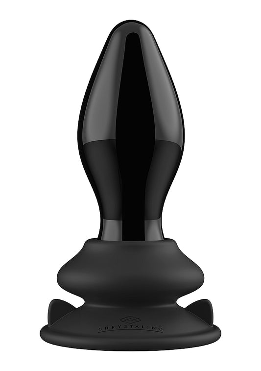 Shots Toys | Stretchy - Glass Vibrator With Suction Cup and Remote - Black