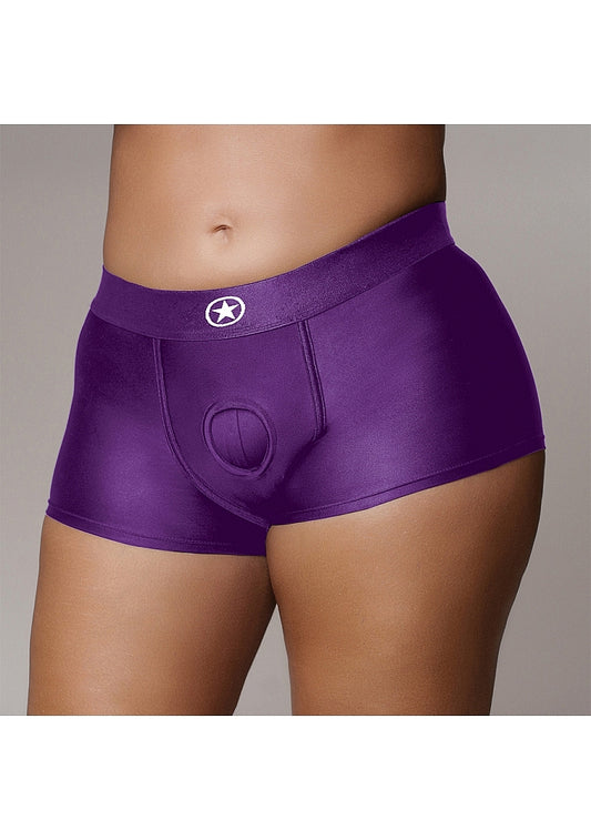 Shots Toys | OUCH! Vibrating Strap-on Boxer - Purple - Size XL/XXL