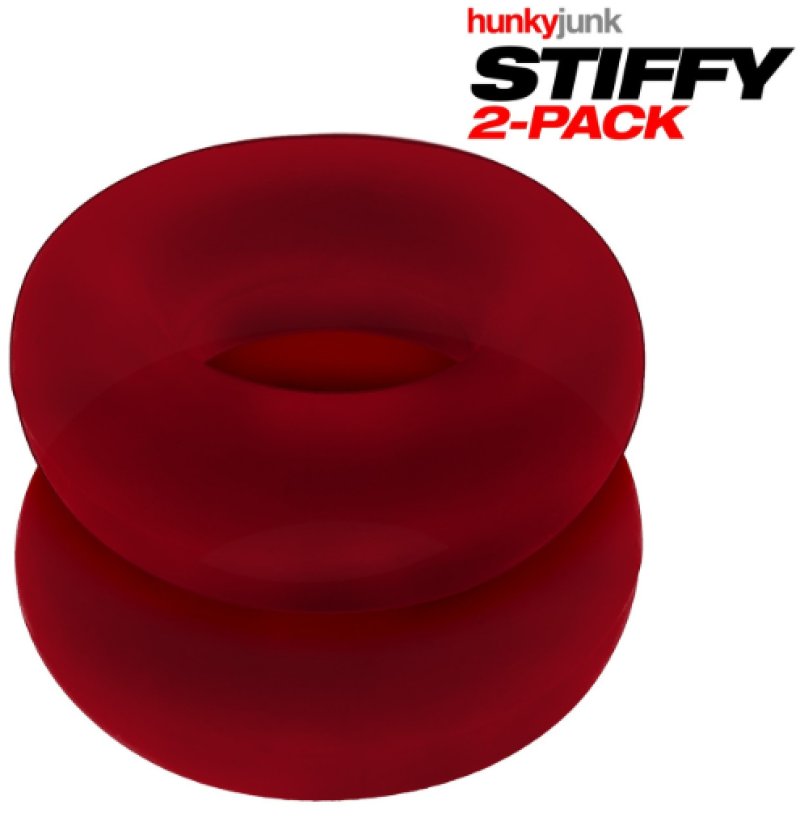 HunkyJunk Stiffy Bulge Rings No-Roll Cockrings Cherry Ice - 2 Pack