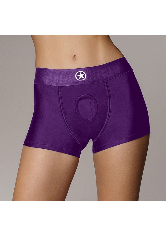 Shots Toys | OUCH! Vibrating Strap-on Boxer - Purple - Size XS/S