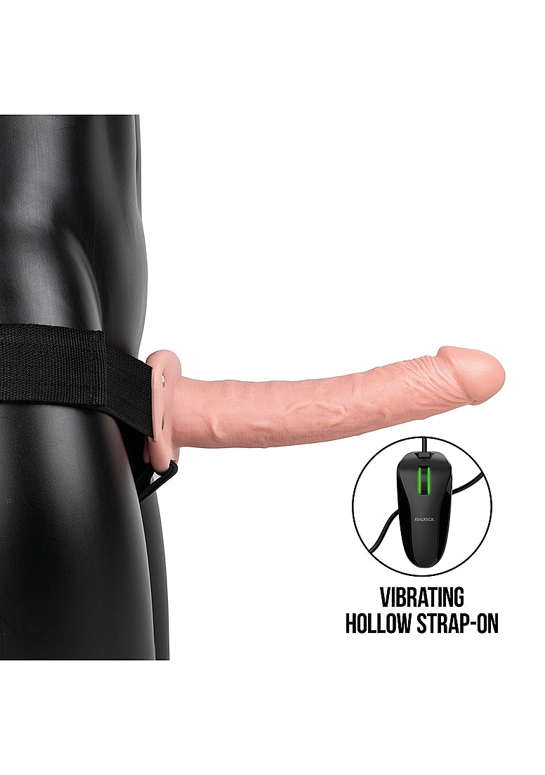 Shots Toys | REALROCK Vibrating Hollow Strap-On - 10" / 24.5cm Flesh