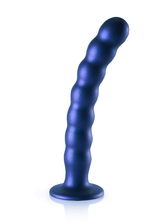 Shots Toys | OUCH! Beaded G-Spot Dildo - 8" / 20.5 cm - Metallic Blue