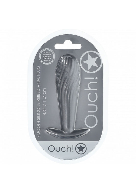 Shots Toys | Ouch! - Ribbed Anal Plug - Silicone - Gun Metal