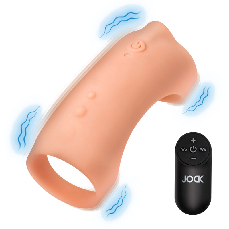 Curve Toys | JOCK Vibrating Silicone Penis Sleeve w Remote Control - Medium