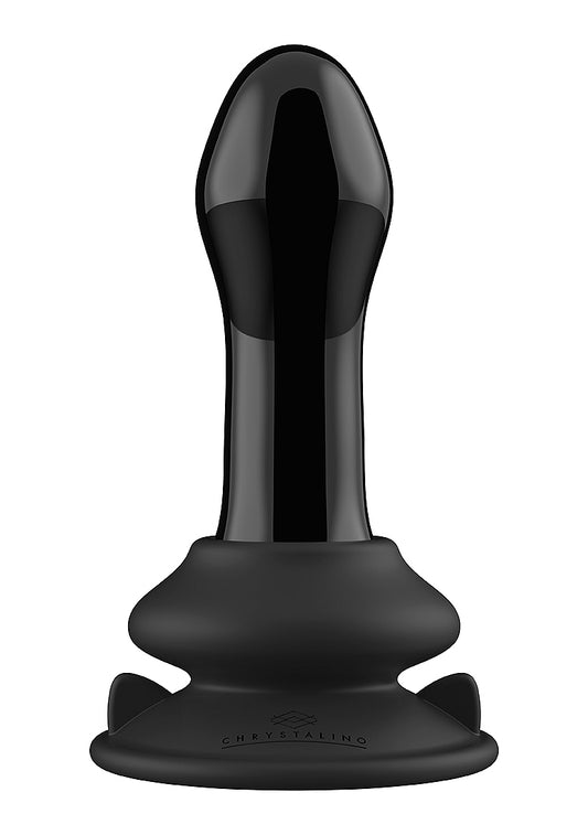 Shots Toys | Pluggy - Glass Vibrator With Suction Cup and Remote - Black