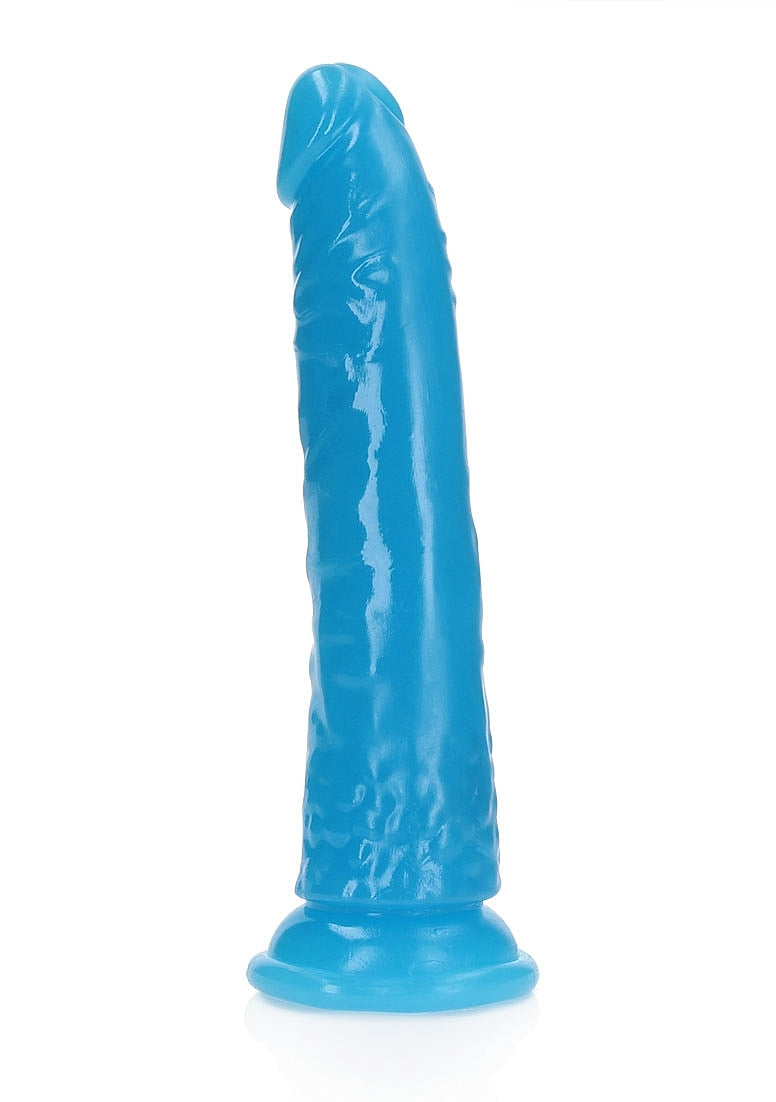 Shots Toys | REALROCK 18cm Slim Glow in the Dark Neon Blue 7" Dildo Dong