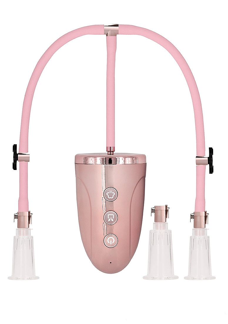 Shots Toys | PUMPED Automatic Rechargeable Clitoral and Nipple Pump Set Pink Medium
