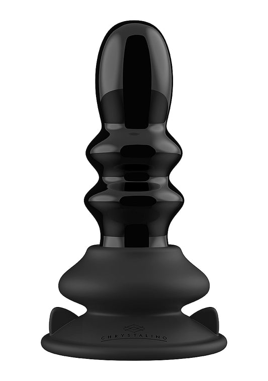 Shots Toys | Ribbly - Glass Vibrator With Suction Cup and Remote - Black