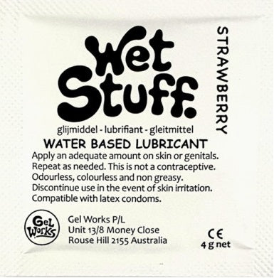 Wet Stuff Strawberry Water Based Lubricant Sample Travel Sachets 4g (100 Pack)