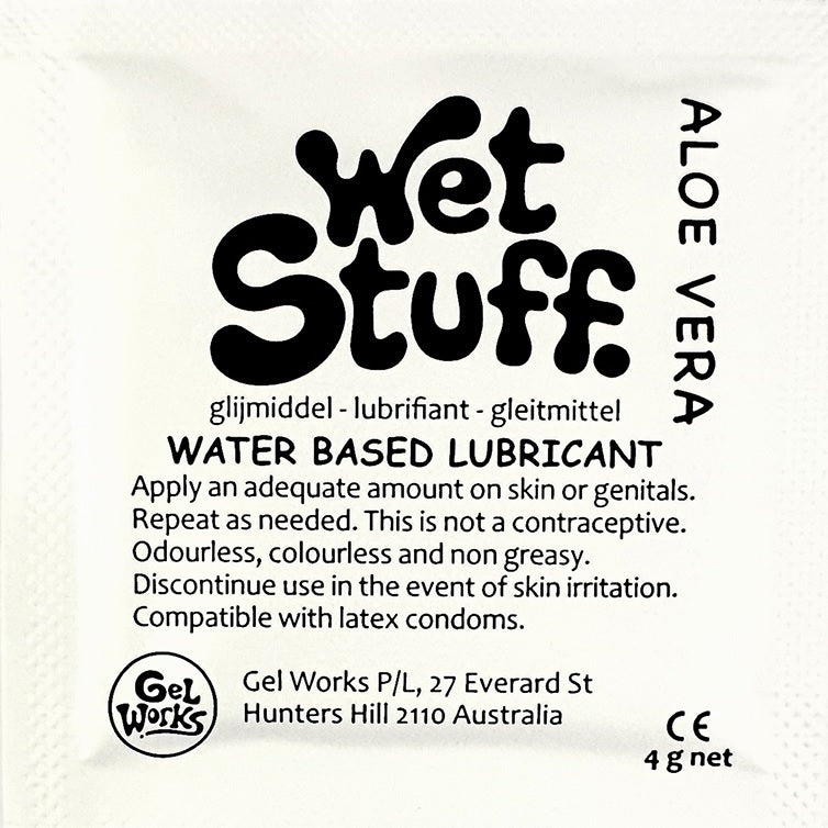 Wet Stuff Aloe Vera Water Based Lubricant Sample Travel Sachets 4g (100 Pack)