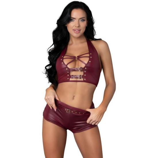 Magic Silk Exposed Thalia Burgundy Tease Two Piece Set - Size S/M or L/XL
