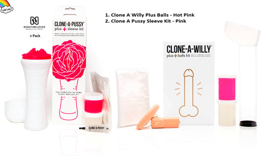Clone a Willy Plus Balls Hot Pink + Clone a Pussy Sleeve Kit - 2 Pack