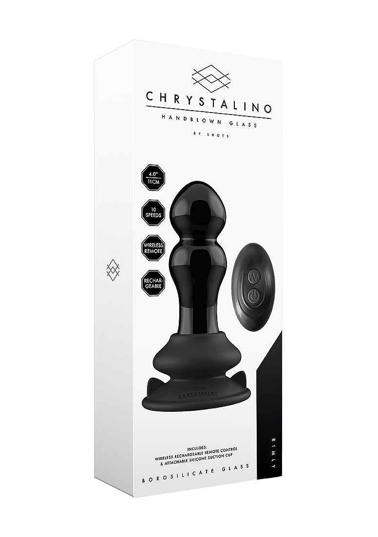 Shots Toys | Rimly - Glass Vibrator With Suction Cup and Remote - Black